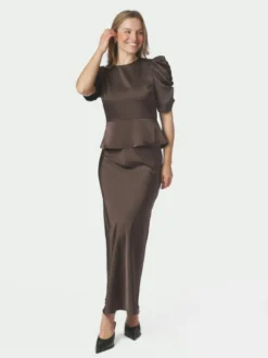 Benua Heavy Sateen Blouse Dark Brown