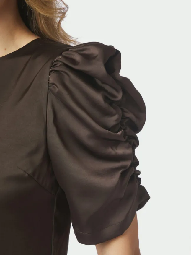 Benua Heavy Sateen Blouse Dark Brown