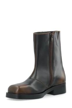 Betty Zip Boot Distressed Leather Brown