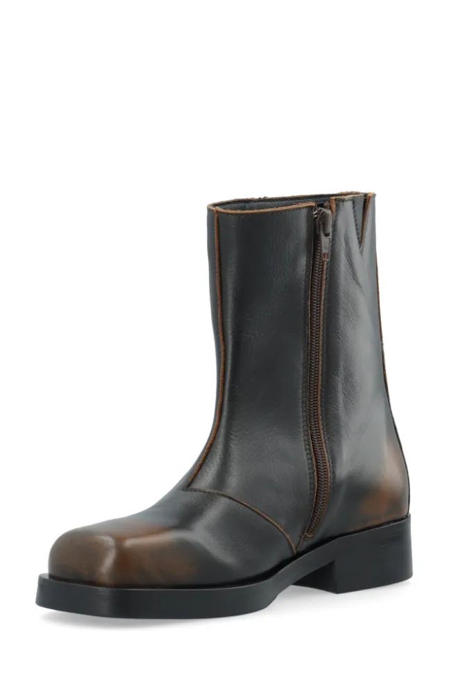 Betty Zip Boot Distressed Leather Brown