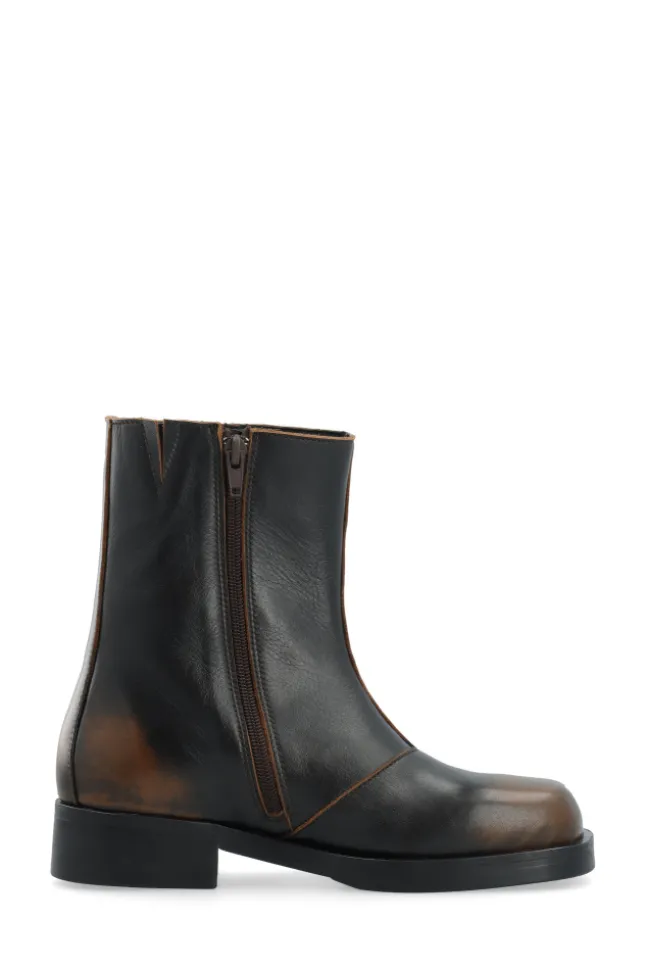 Betty Zip Boot Distressed Leather Brown