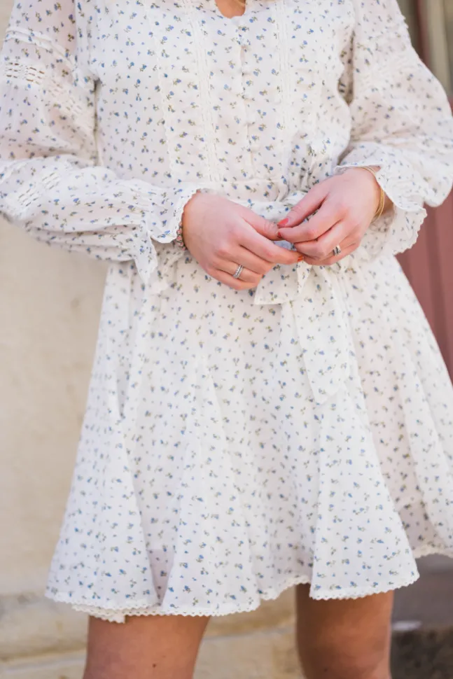 Birgitte Print Flower Dress Offwhite
