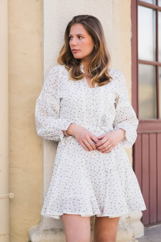 Birgitte Print Flower Dress Offwhite