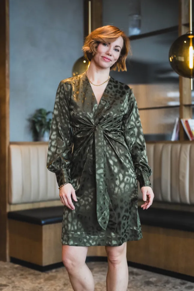 Blair Dress Army Leo Jacquard