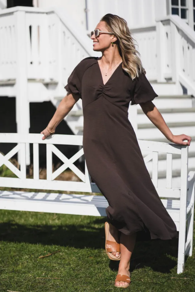 Bomba Structure Solid Dress Dark Brown