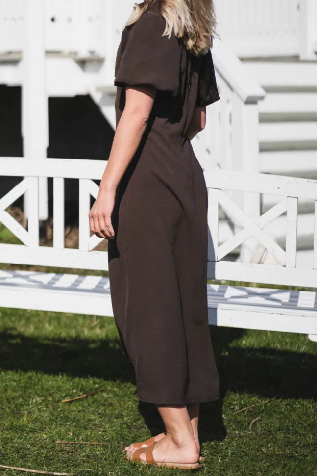 Bomba Structure Solid Dress Dark Brown