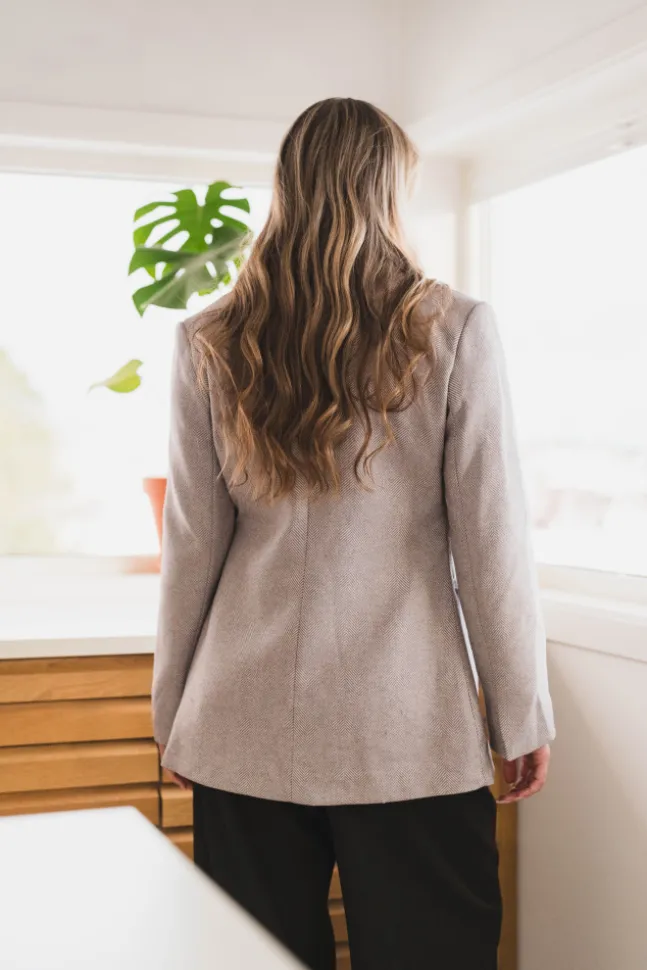 Bowie Herringbone S Blazer Sand