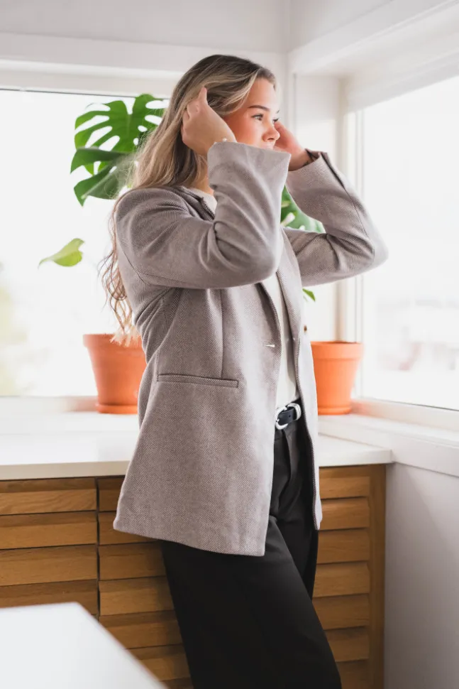 Bowie Herringbone S Blazer Sand