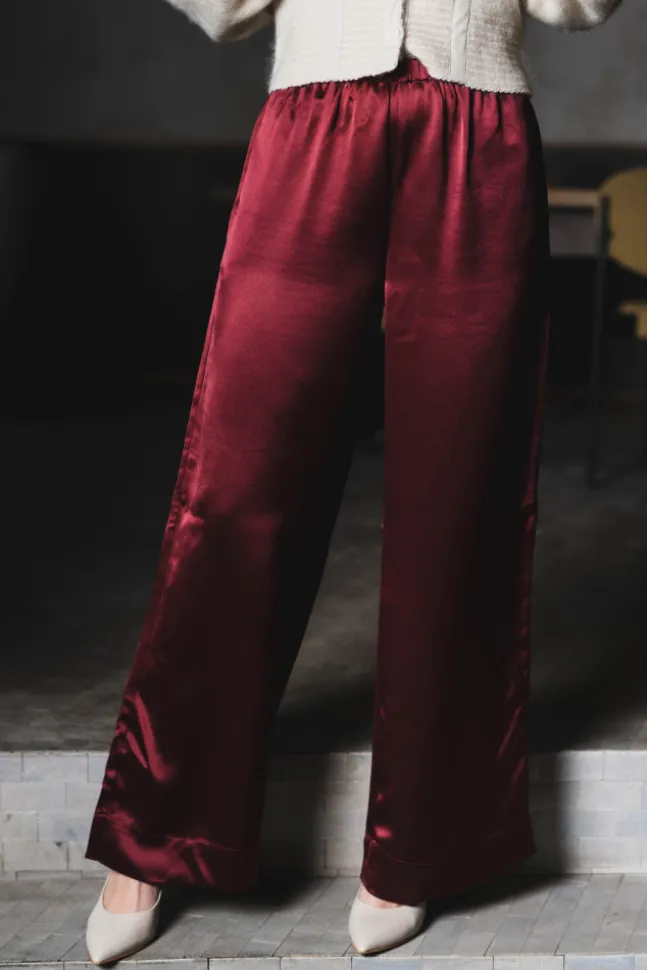 Cabello Wide-Leg Trousers Cabernet