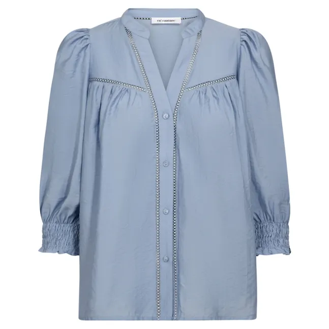 Callum Lace Puff V-Shirt Pale Blue