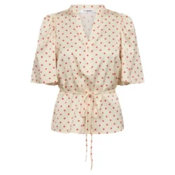 Cambria Dot SS Blouse Offwhite