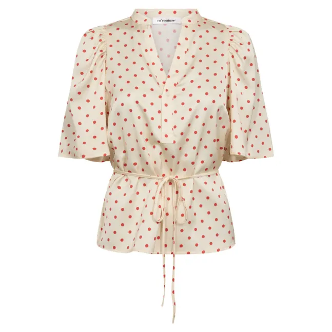 Cambria Dot SS Blouse Offwhite