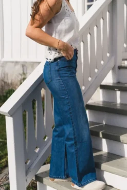 Cecilie HW Pants Mid Blue Wash