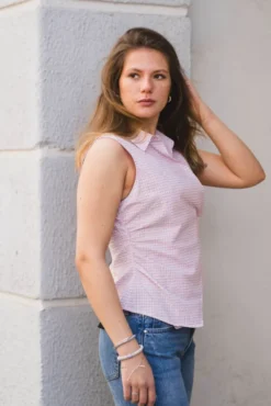 Celest Check Top Light Pink