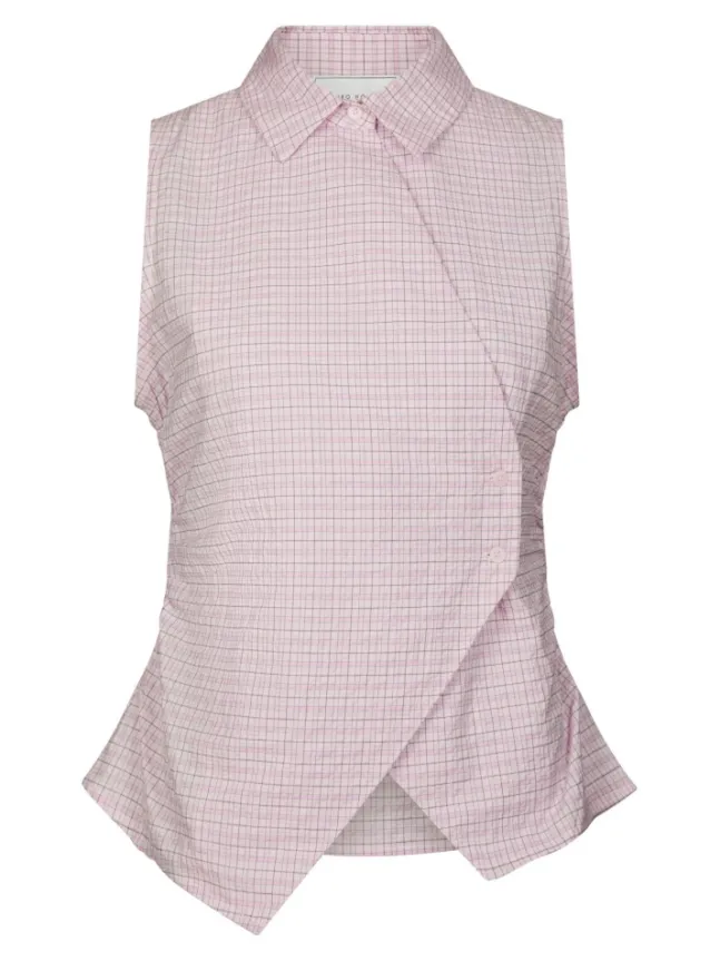 Celest Check Top Light Pink