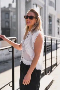 Celia Ruffle Top White