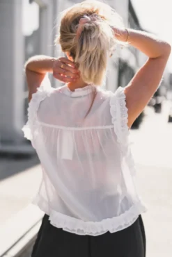 Celia Ruffle Top White
