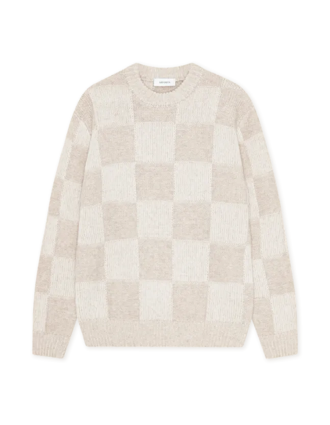 Check Knit Eggnog White