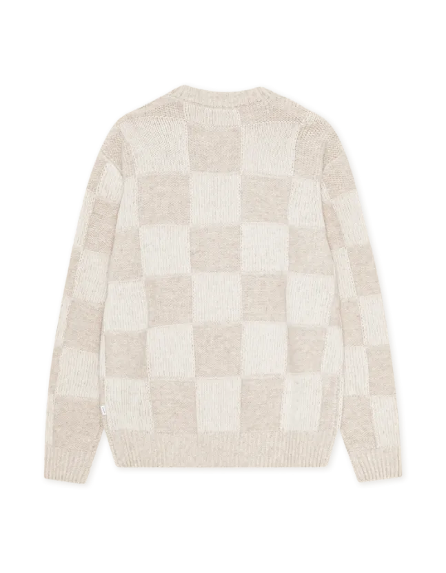 Check Knit Eggnog White