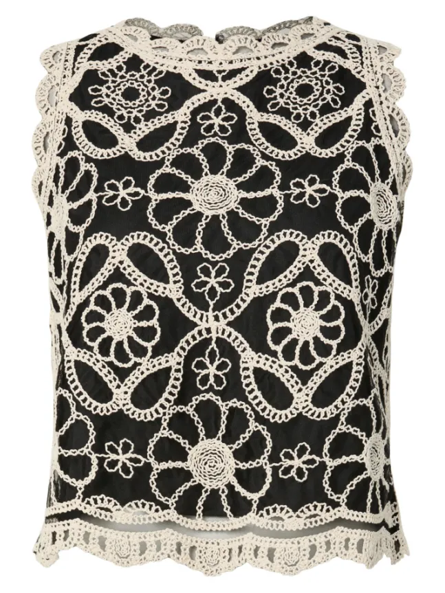 Cilia SL Crochet Top Black W. Pristine