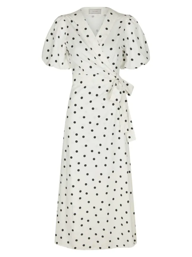 Clarine Linen Dot Dress White