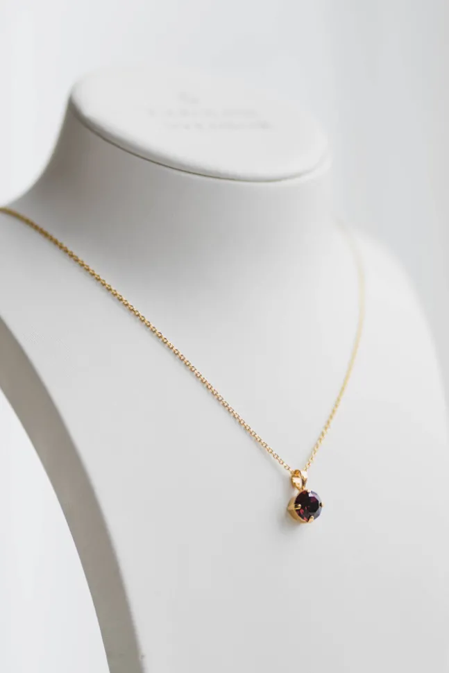 Classic Petite Necklace Gold Burgundy