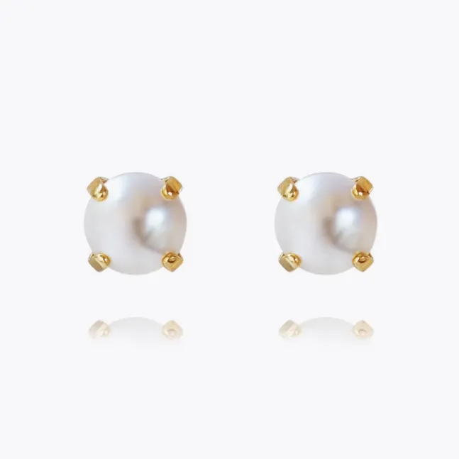 Classic Stud Earrings Gold Pearl
