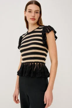 Coen Top Black Oat Stripe