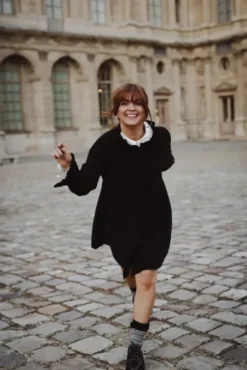 Cord Coat Dress Black
