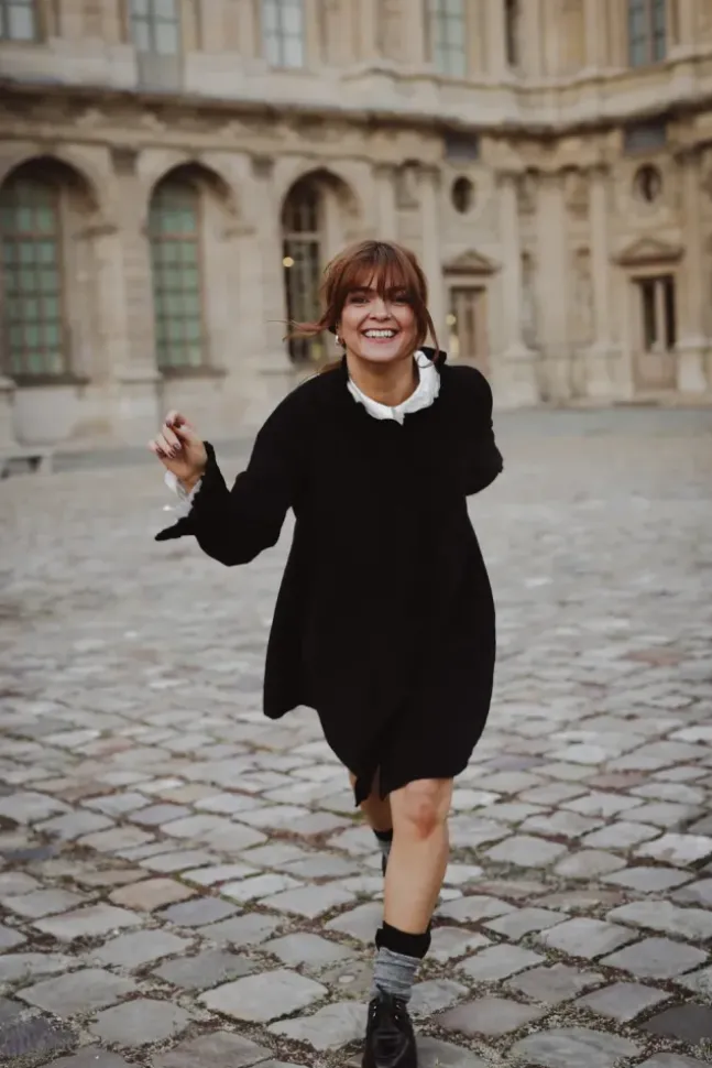 Cord Coat Dress Black