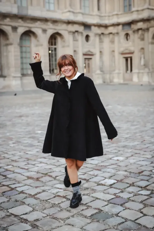 Cord Coat Dress Black