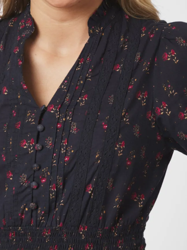 Cornell Fine Print Dress Dark Navy