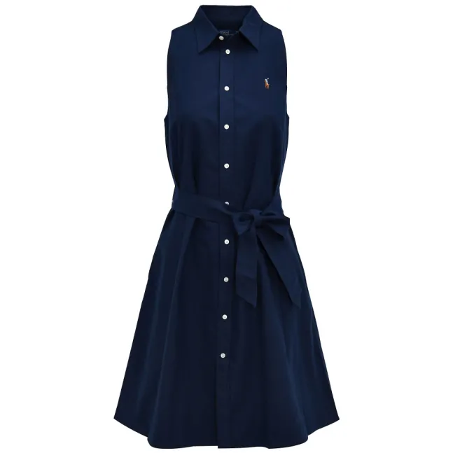 Cotton Oxford Sleeveless Shirt Dress Newport Navy