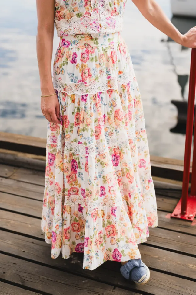 Cotton Slub Maxi Skirt Flora