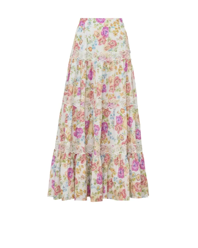 Cotton Slub Maxi Skirt Flora