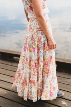 Cotton Slub Maxi Skirt Flora