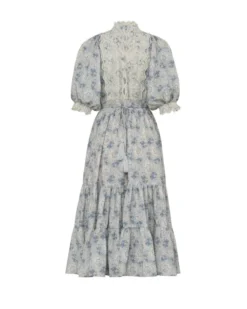 Cotton Slub Midi Dress Blue Paisley