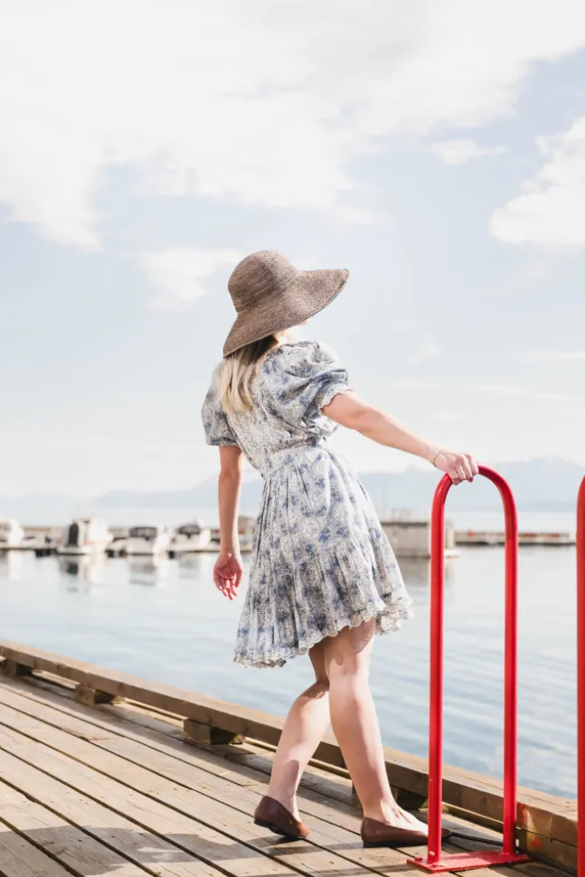 Cotton Slub Shift Dress Blue Paisley