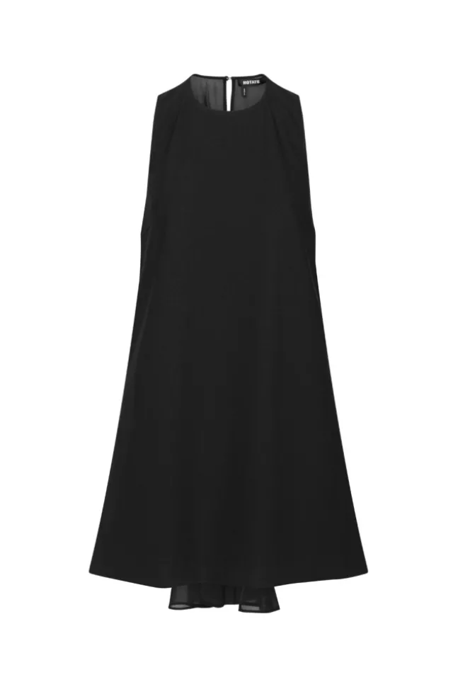 Crepe Mini A-Line Dress Black
