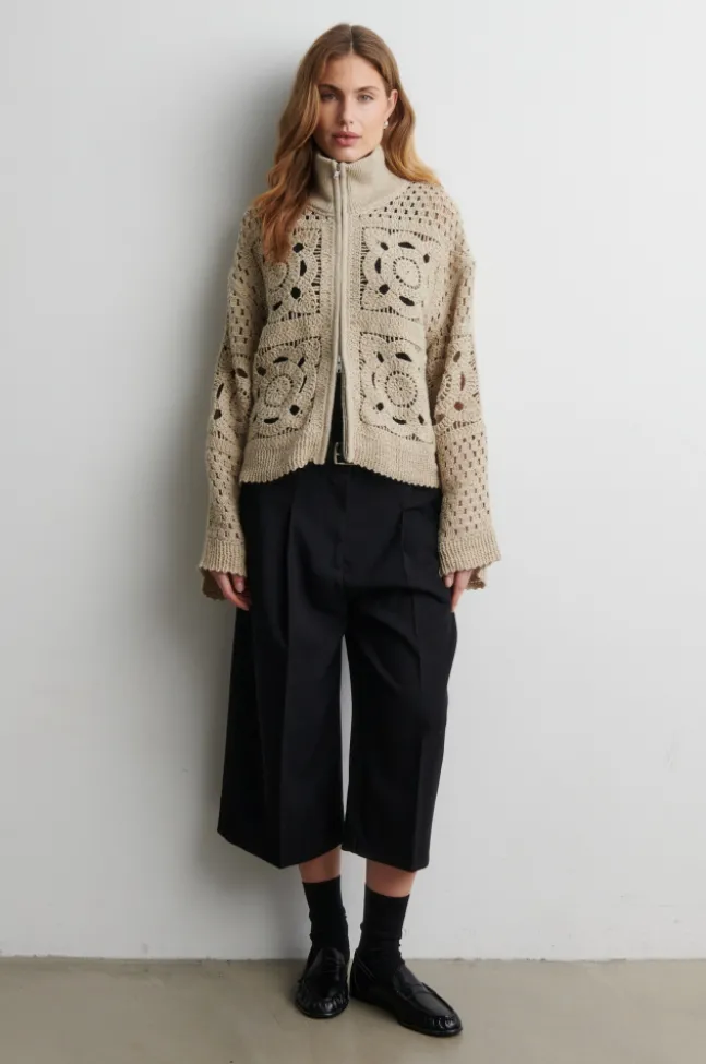 Crosette Knit Cardigan Camel