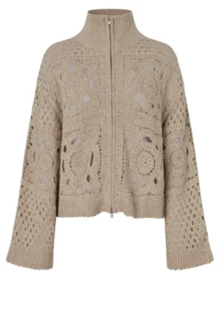 Crosette Knit Cardigan Camel