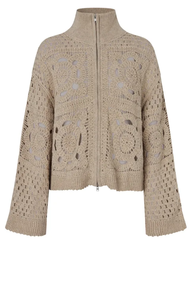 Crosette Knit Cardigan Camel