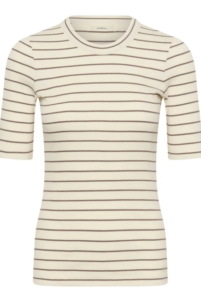 Dagna Striped T-Shirt Vanilla/Coffee Quartz Stripe