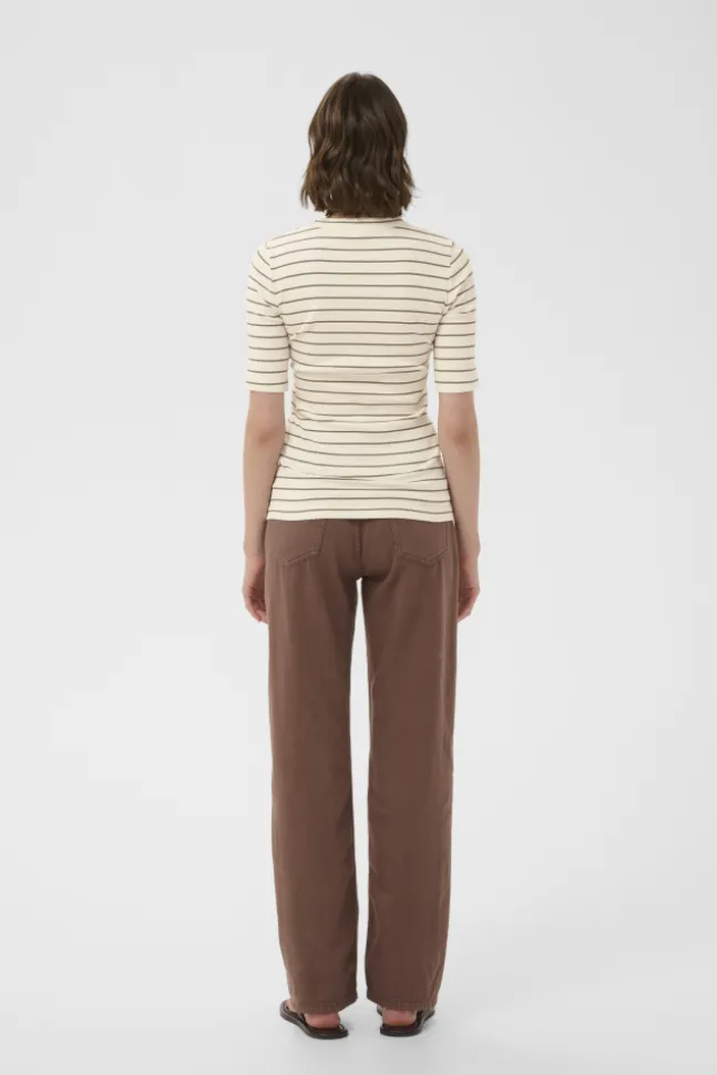 Dagna Striped T-Shirt Vanilla/Coffee Quartz Stripe