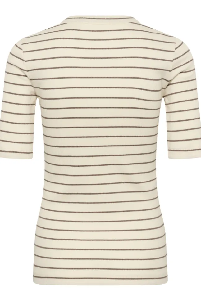 Dagna Striped T-Shirt Vanilla/Coffee Quartz Stripe