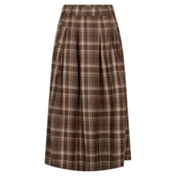 Dagny Anya Check Pleat Skirt Brown