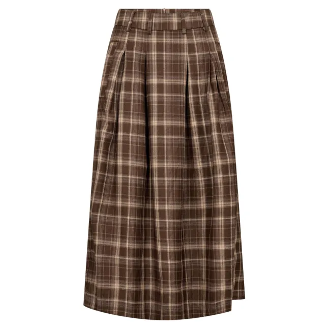 Dagny Anya Check Pleat Skirt Brown