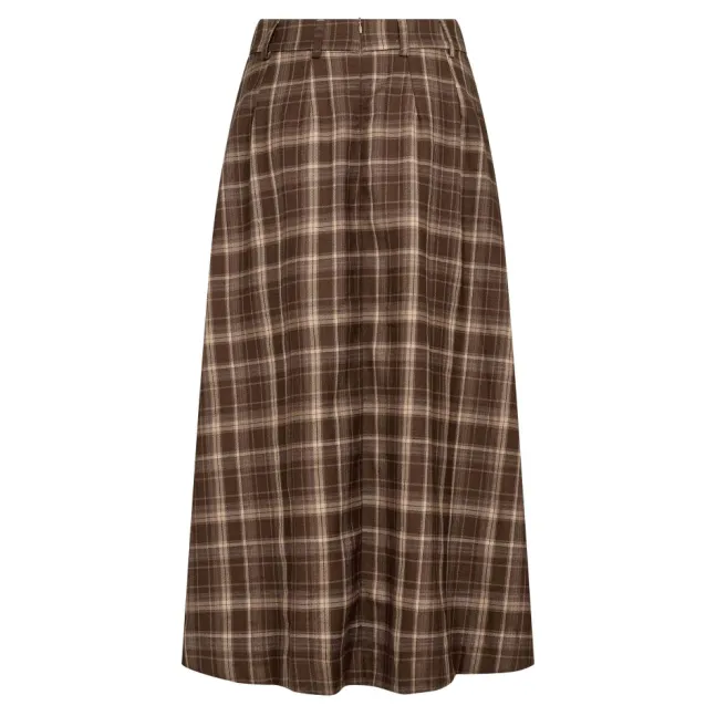 Dagny Anya Check Pleat Skirt Brown
