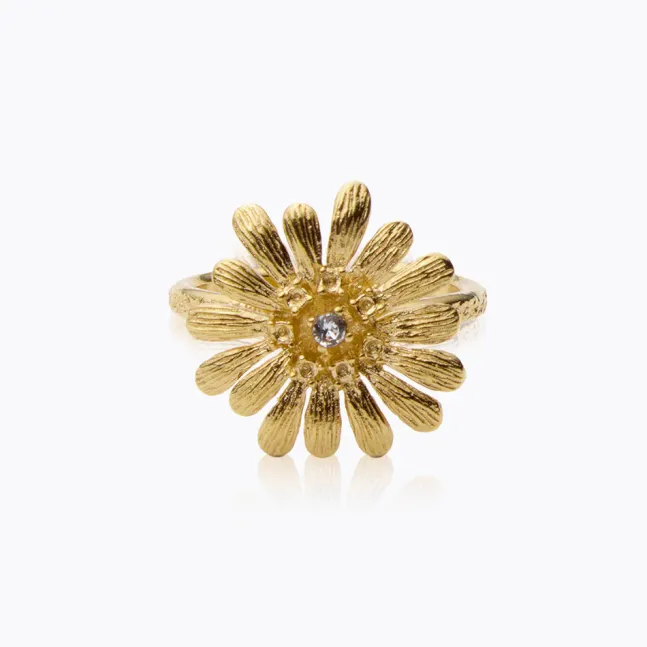 Daisy Ring Gold Crystal