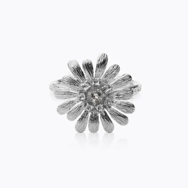 Daisy Ring Rhodium Crystal